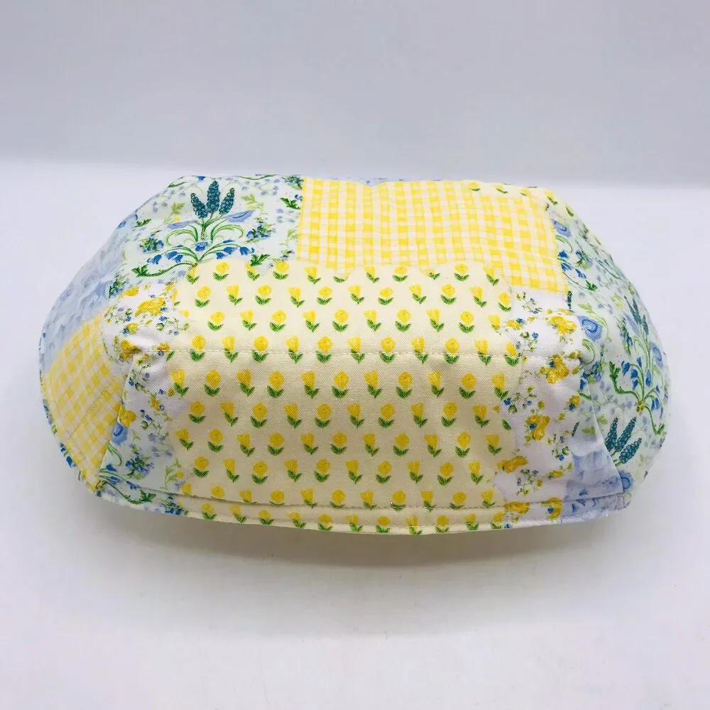 Reversible Microwave Cozie For Takeout Containers Cottage Patchwork Yellow Blue